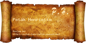 Peták Henrietta névjegykártya